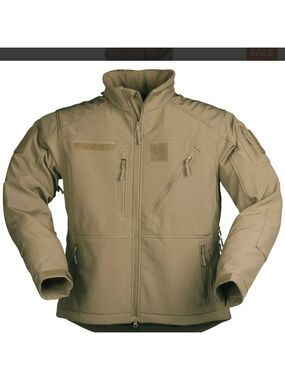 Mil-Tec Men's Softshell Jacket Dark Coyote Tan Tactical Outdoor Jacket LARGE NEW